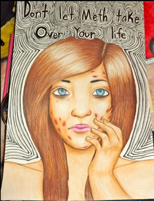 This artwork was submitted by Nicole Jane T. from Kapolei High School for the Hawaii Meth Project Take a Stand Against Meth Art contest and was recognized as an honorable mention.