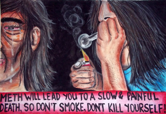This artwork was submitted by Jelanie C. from Wallace Rider Farrington High for the Hawaii Meth Project Take a Stand Against Meth Art contest.