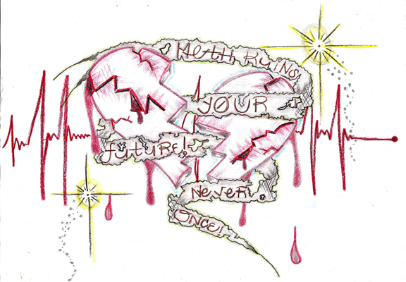 This artwork was submitted by Angel R. from King Kekaulike High School for the Hawaii Meth Project Take a Stand Against Meth Art contest. Angel credits this page http://www.methproject.org/speak/all/date/1.html as inspiration.